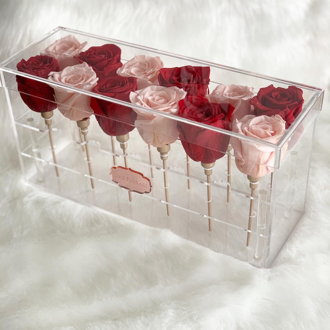 12 Rose Box with Stem